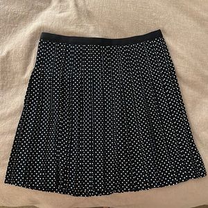 Navy & white polka dot pleated JCrew skirt